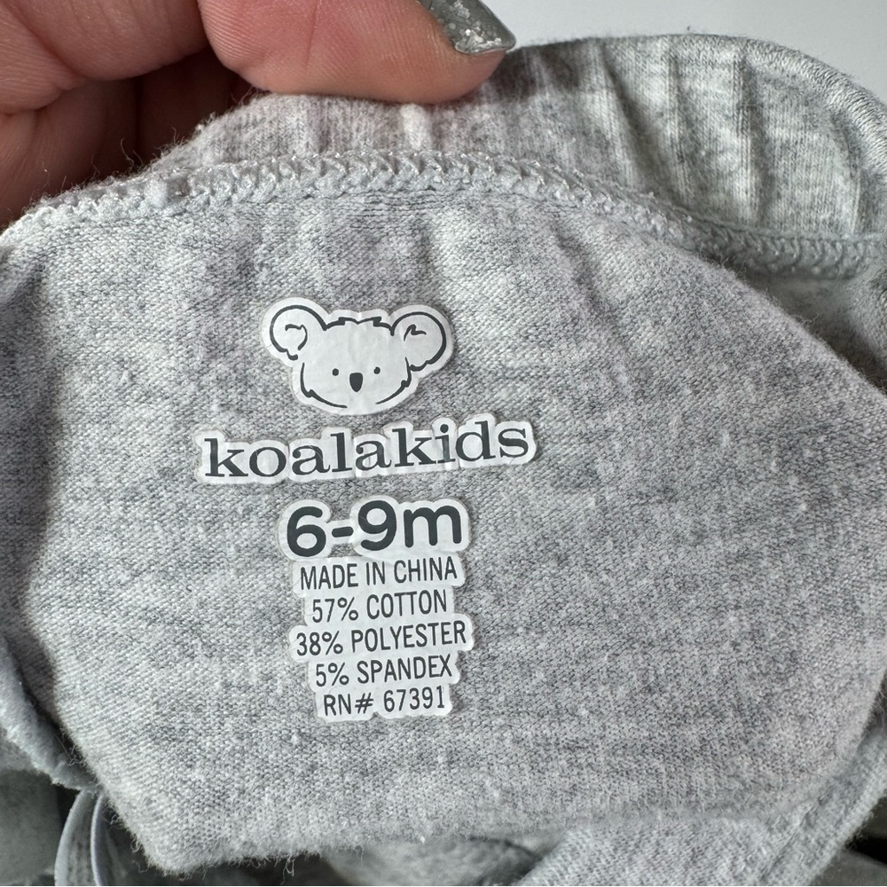 Bundle of Baby Girl Pants Size 6-9 Months Plaid Polka Dot Ruffle Gray Koala Kids - Picture 7 of 11